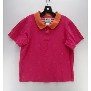 Quacker Factory Polo Shirt Large Golf Pullover Star Fish Embroidered*